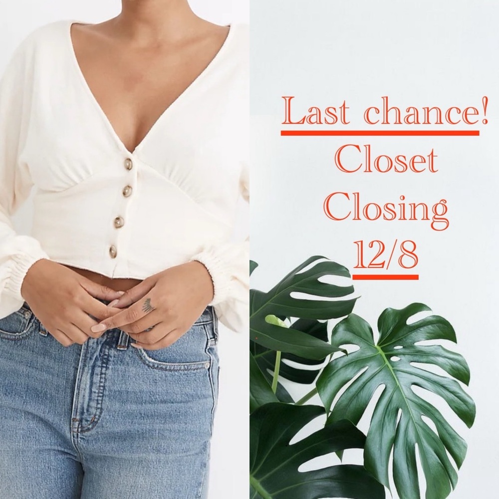 Madewell Cream Deep V top, size L